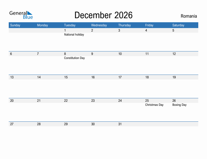 Fillable December 2026 Calendar