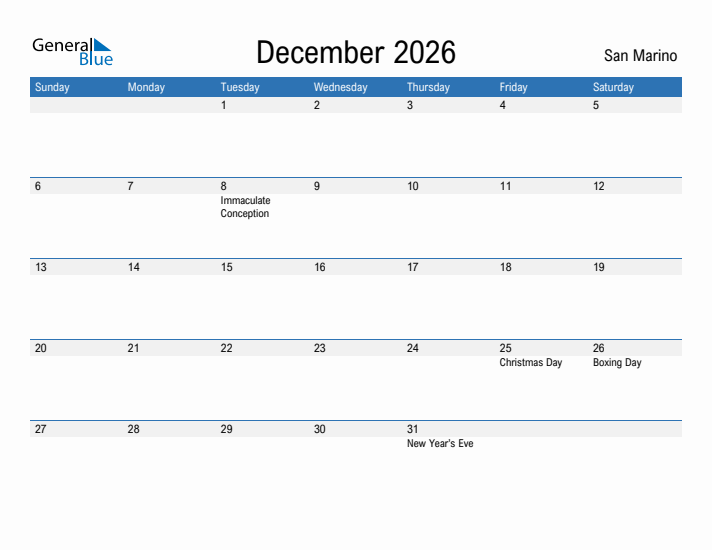 Fillable December 2026 Calendar