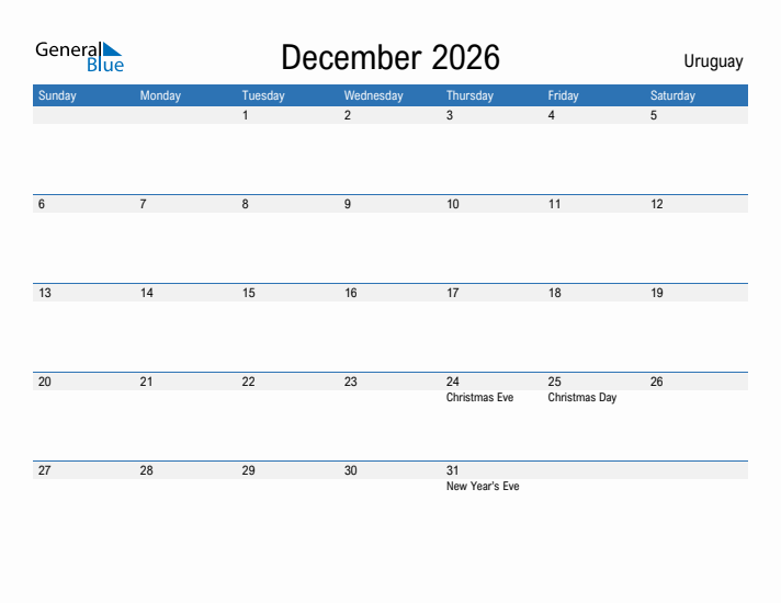 Fillable December 2026 Calendar