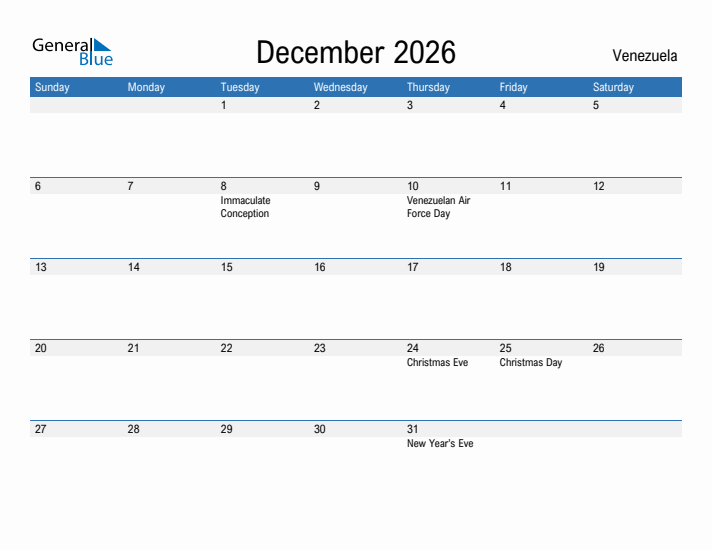 Fillable December 2026 Calendar