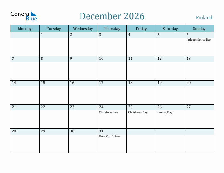 December 2026 Calendar with Holidays