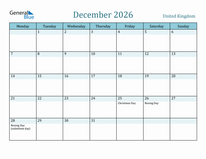 December 2026 Calendar with Holidays