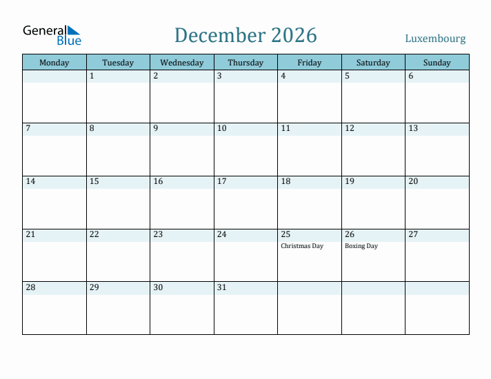 December 2026 Calendar with Holidays