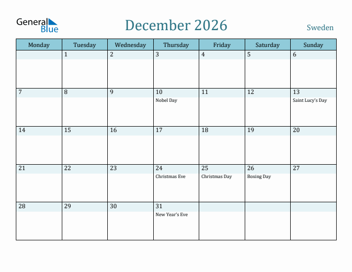 December 2026 Calendar with Holidays