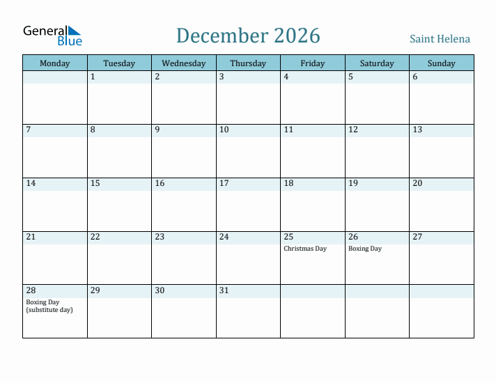 December 2026 Calendar with Holidays