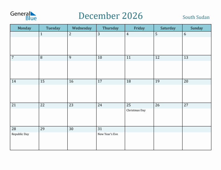 December 2026 Calendar with Holidays