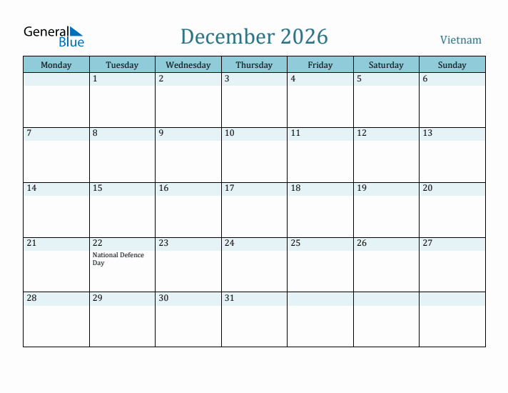 December 2026 Calendar with Holidays