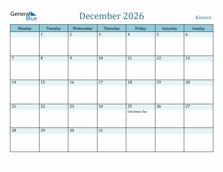 December 2026 Calendar with Holidays