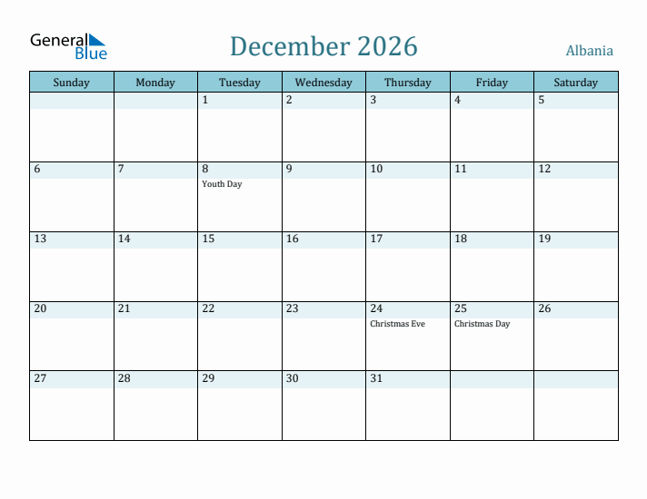 December 2026 Calendar with Holidays