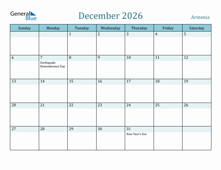 December 2026 Calendar with Holidays