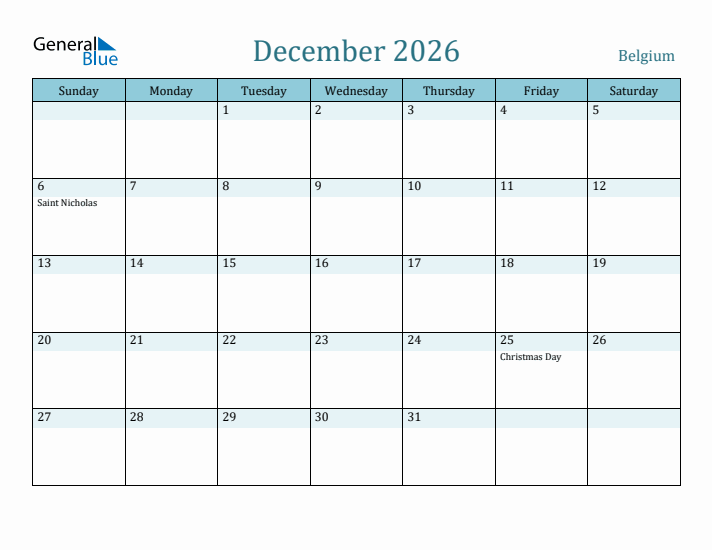 December 2026 Calendar with Holidays