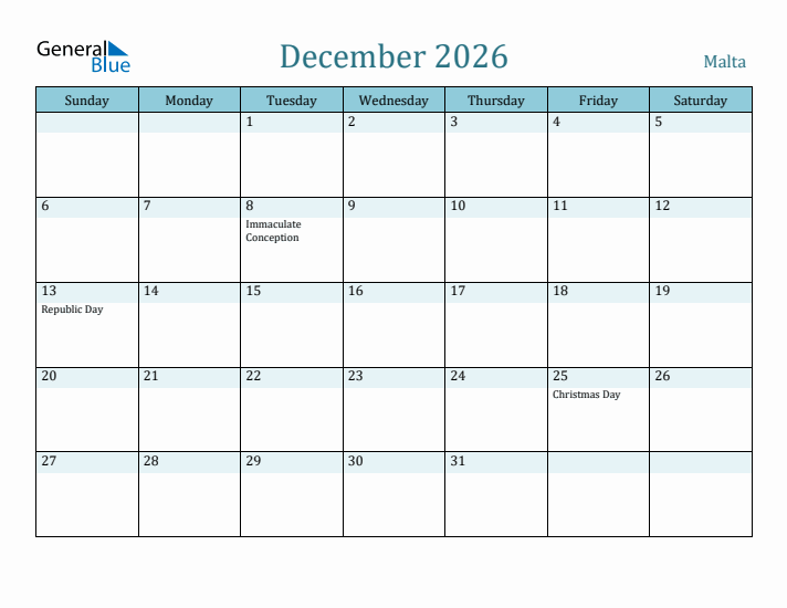 December 2026 Calendar with Holidays