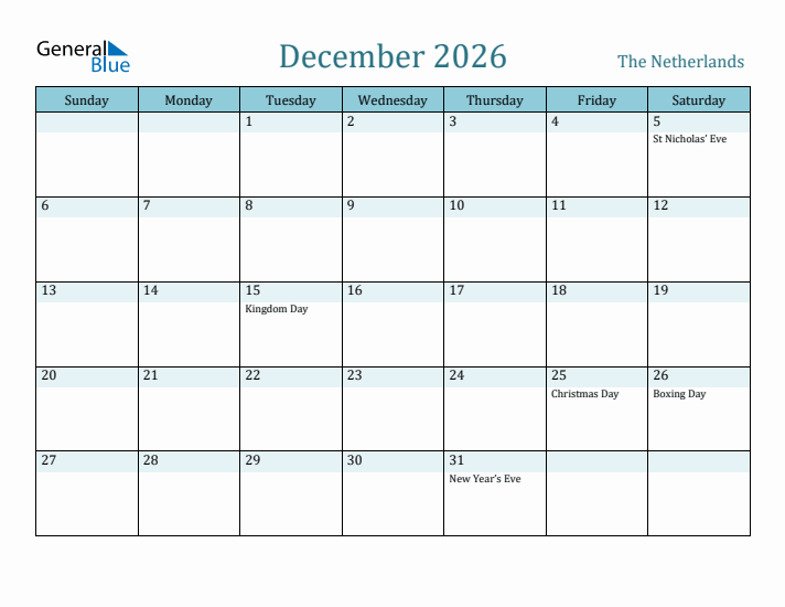 December 2026 Calendar with Holidays