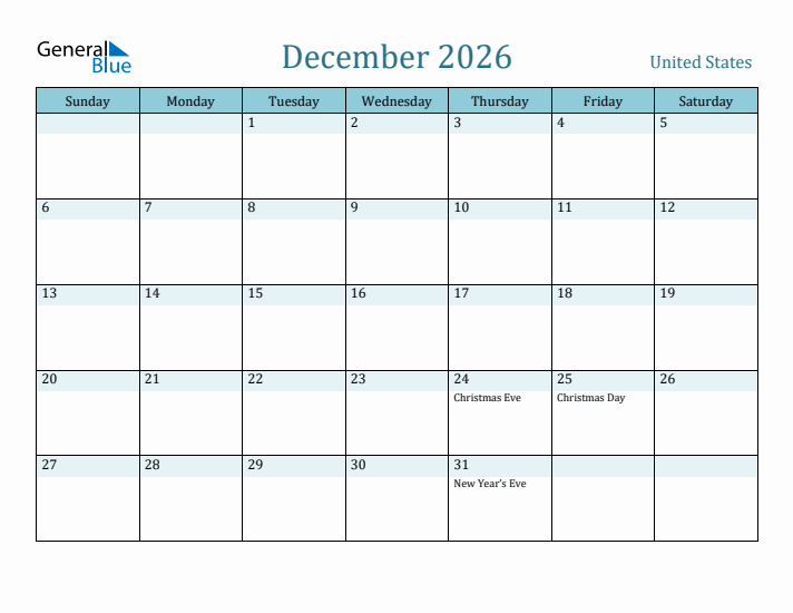 December 2026 Calendar with Holidays