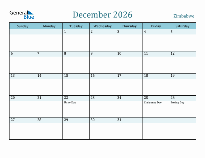 December 2026 Calendar with Holidays