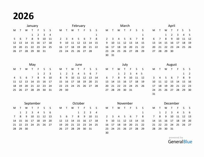 Year Planner 2026 Template