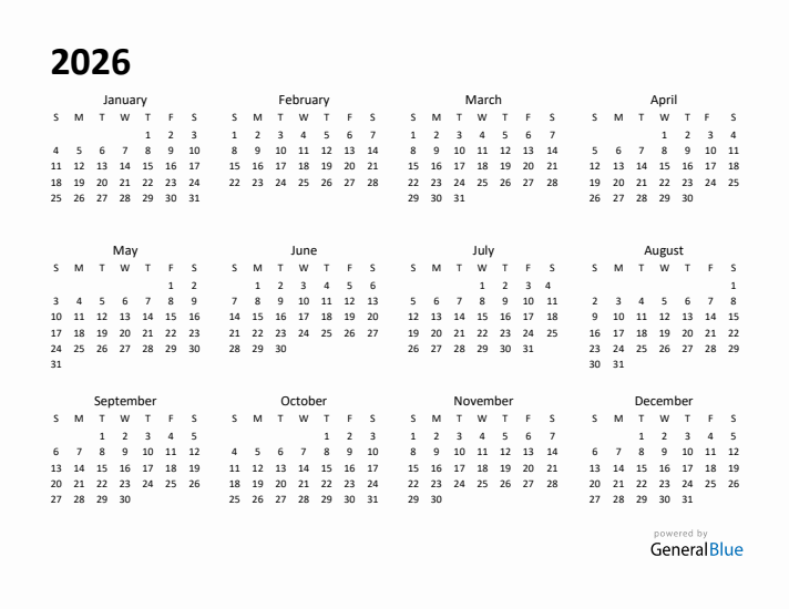 Year Planner 2026 Template