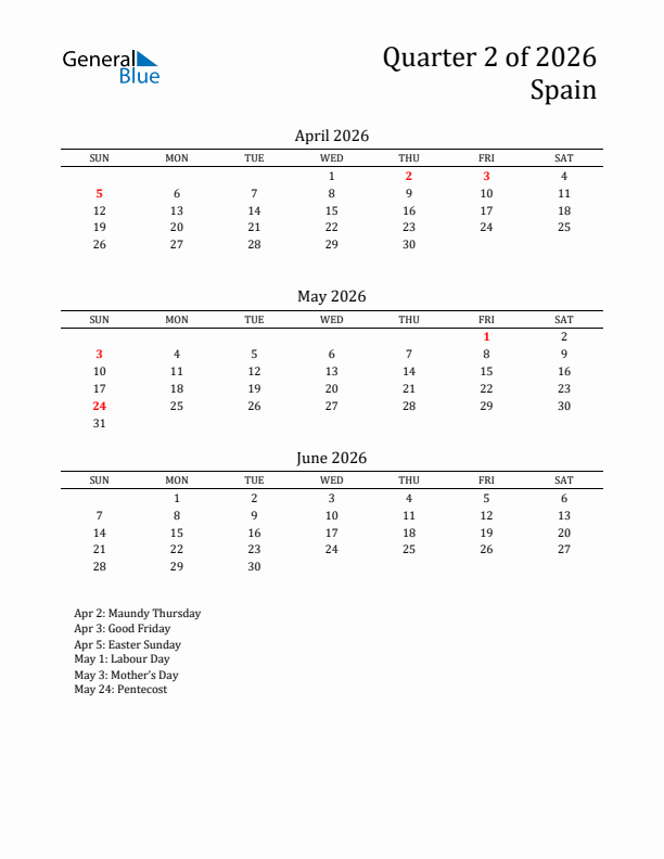 Quarter 2 2026 Spain Quarterly Calendar