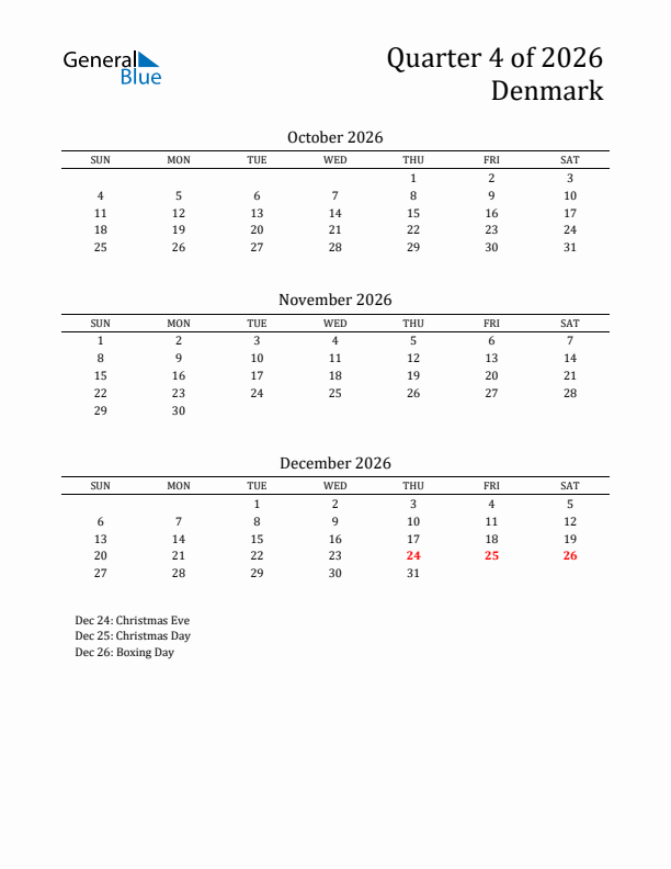 Quarter 4 2026 Denmark Quarterly Calendar