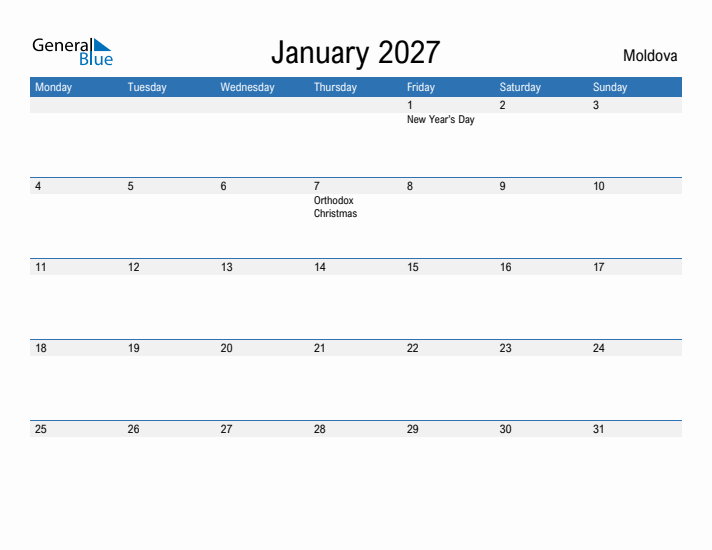 Fillable January 2027 Calendar