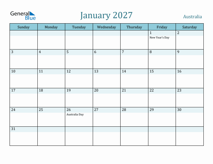 January 2027 Calendar with Holidays