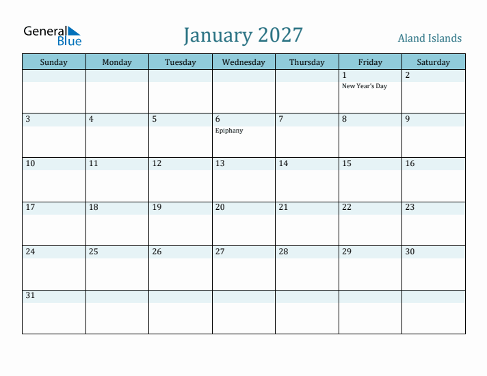 January 2027 Calendar with Holidays