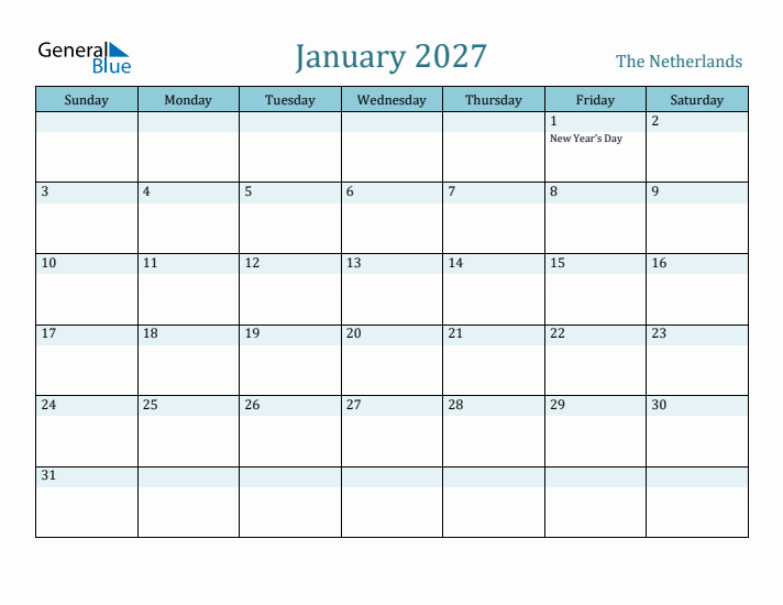 January 2027 Calendar with Holidays