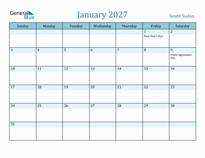 January 2027 Calendar with Holidays