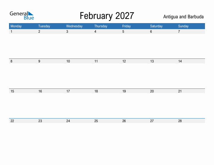 Fillable February 2027 Calendar