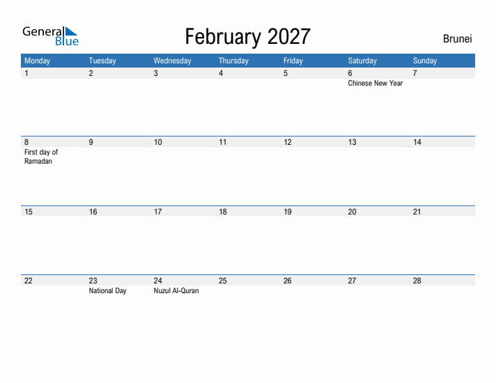 Fillable February 2027 Calendar