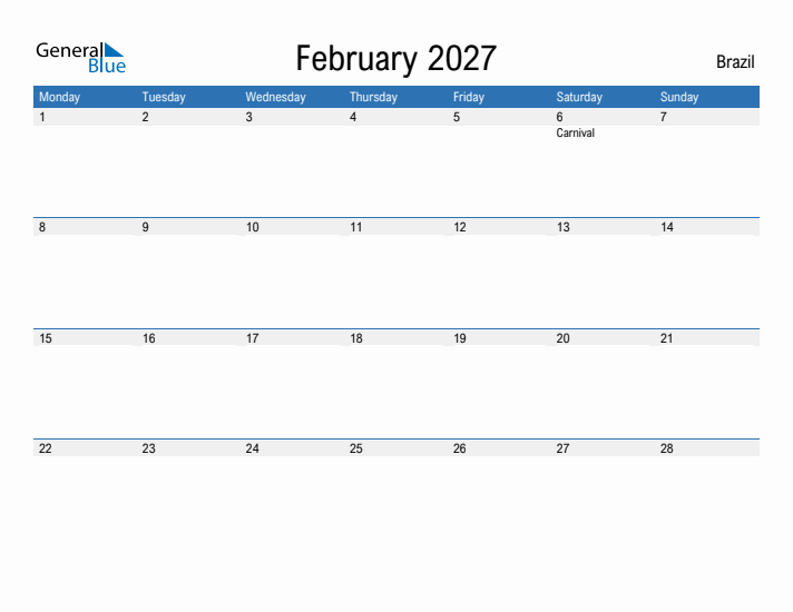 Fillable February 2027 Calendar