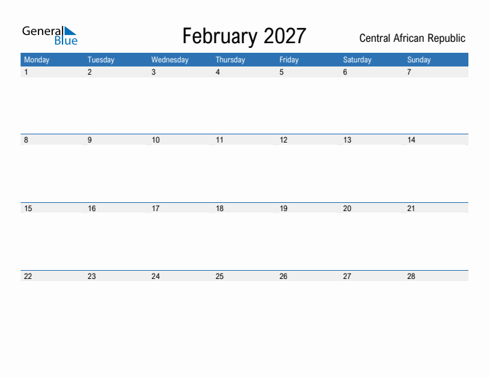 Fillable February 2027 Calendar