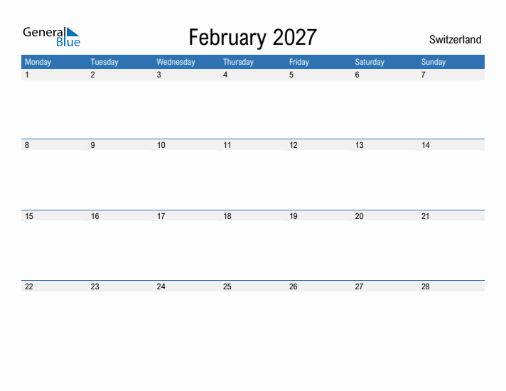 Fillable February 2027 Calendar