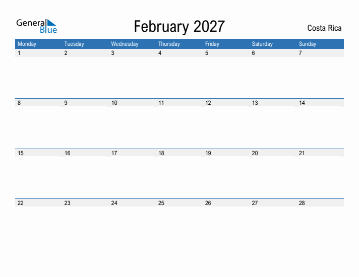 Fillable February 2027 Calendar