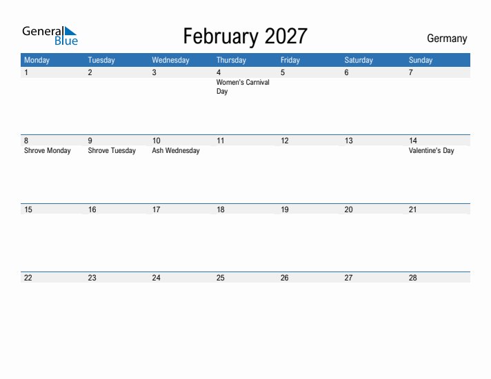 Fillable February 2027 Calendar