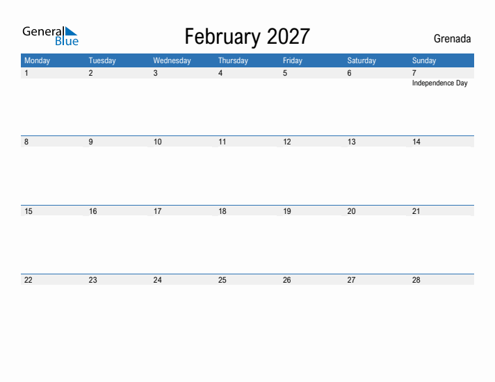 Fillable February 2027 Calendar