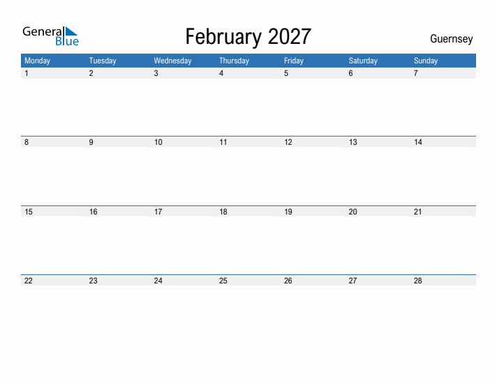 Fillable February 2027 Calendar