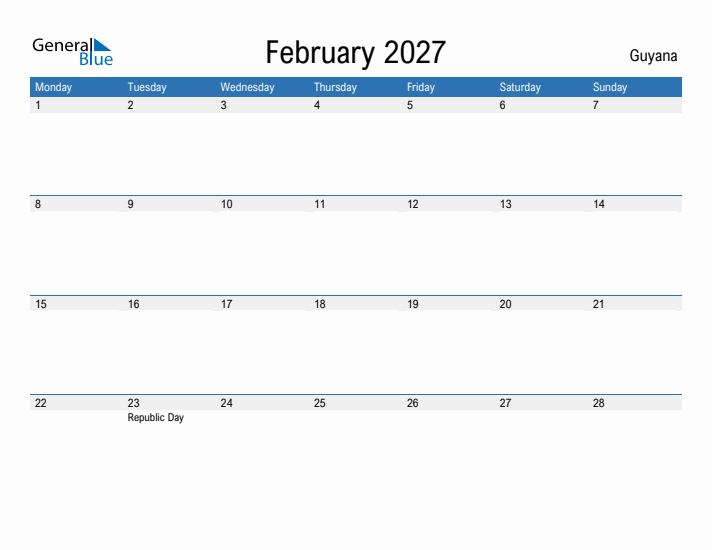 Fillable February 2027 Calendar