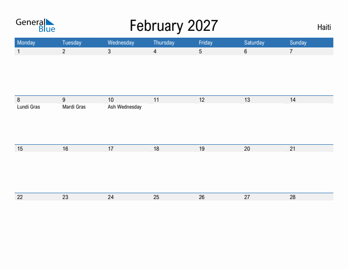 Fillable February 2027 Calendar