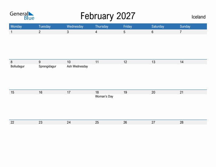 Fillable February 2027 Calendar