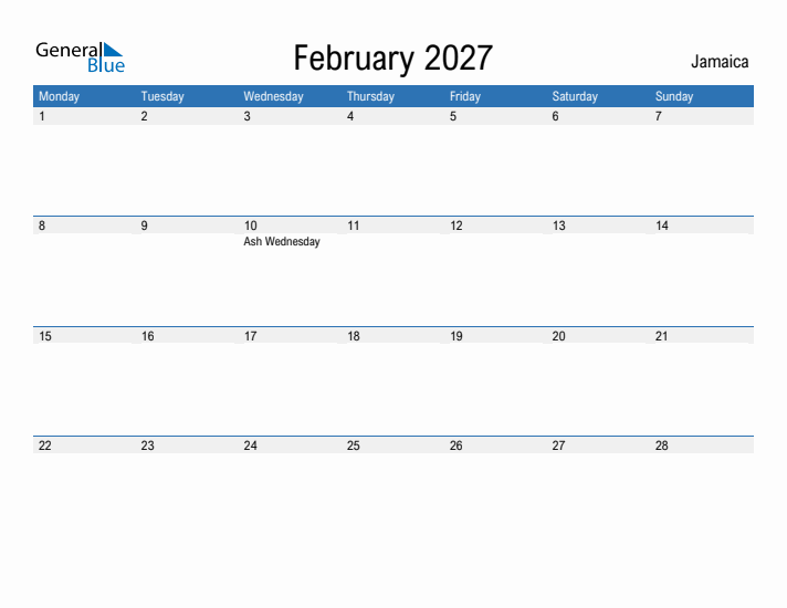 Fillable February 2027 Calendar