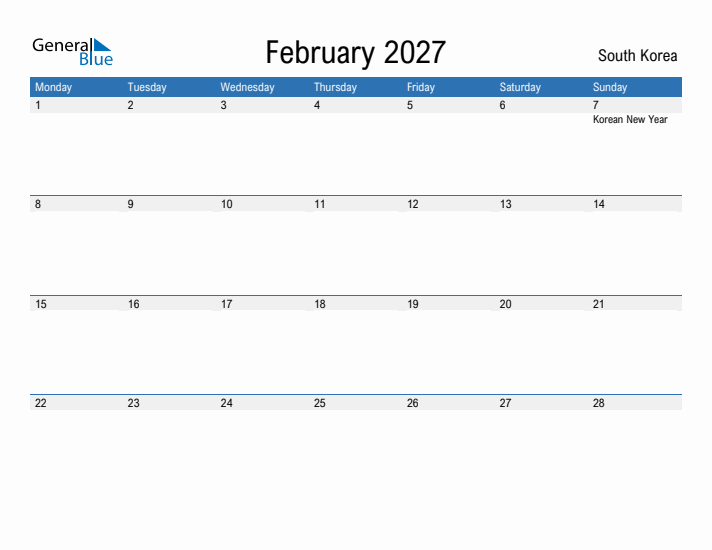 Fillable February 2027 Calendar