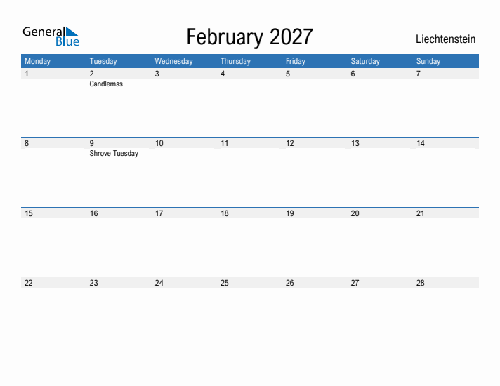 Fillable February 2027 Calendar