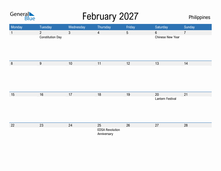 Fillable February 2027 Calendar