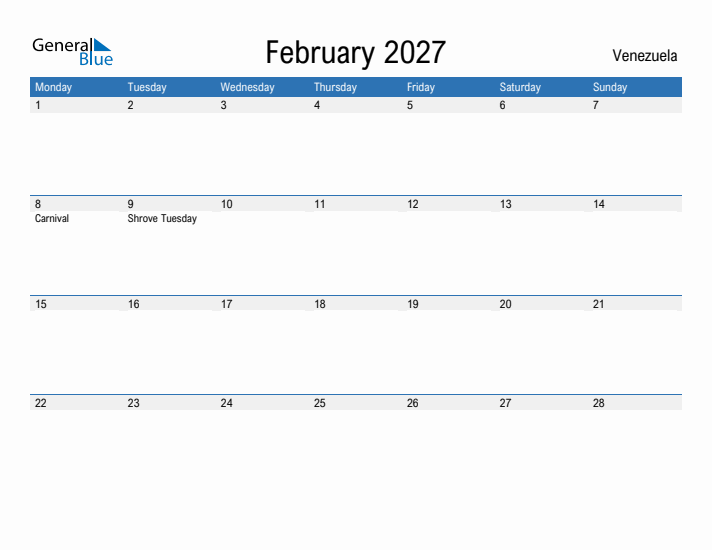 Fillable February 2027 Calendar