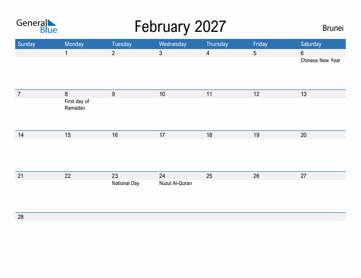 Fillable February 2027 Calendar