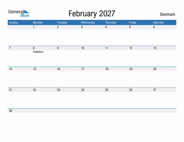 Fillable February 2027 Calendar