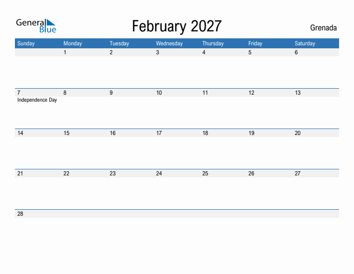 Fillable February 2027 Calendar