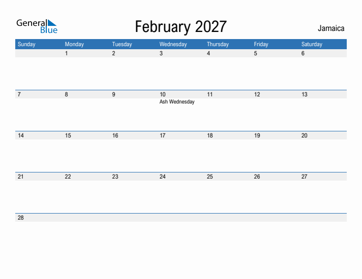 Fillable February 2027 Calendar