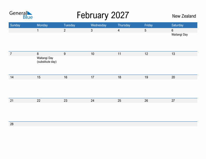 Fillable February 2027 Calendar